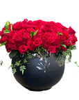 Cauldron Vase Large Red Garden Roses - Premium Elegant Roses | Valentine Roses | Includes Vase