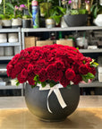 Cauldron Vase Large Red Garden Roses - Premium Elegant Roses | Valentine Roses | Includes Vase